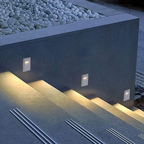 Ciata LED Stair Lights Indoor Step Lights Outdoor Stair Light 3 Watt Warm White Stairway Lighting for Outdoor and Indoor Stairs 3000K Concrete Home Theater Lighting Silver Finish Vertical 3 Pack