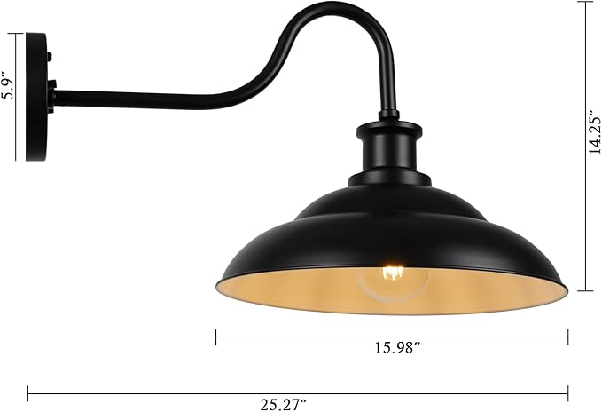 Dusk to Dawn Outdoor Barn Light Fixtures 16 Inch Dome Large Wall Sconce Farmhouse Exterior Wall Mount Light for House Garage Patio Doorway