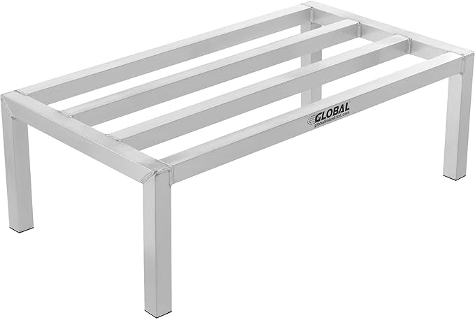 Global Industrial Aluminum Dunnage Rack 3000 Lbs Load Capacity 24 W x 18 D x 12 H Commercial Food Service Storage Rack for Restaurants Kitchen Warehouse Supermarket