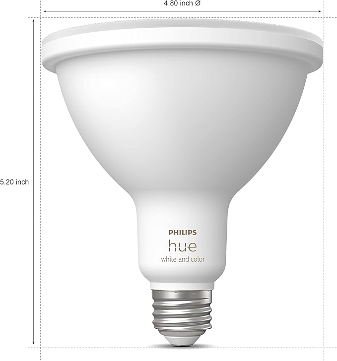 PHILIPS Hue Smart 100W PAR38 LED Bulb 2 Pack White &amp Color Ambiance Color-Changing Light 1300LM E26 Outdoor Light Bulbs Control with Hue App Works with Alexa Google Assistant and Apple Hom