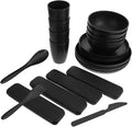 Black 20pcs Dinnerware Set for 4 Includes Bowl Plate Cup Fork Spoon Knife Sturdy Camping Cutlery Utensils for Picnic and Outdoor Dining
