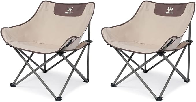 Whitsunday Outdoor Foldable Camping Chair with Built-in Side Pocket (2 Ivory)