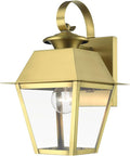 Livex Lighting Wentworth - 1 Light Small Outdoor Wall Lantern in Classic Style-12.5 Inches Tall and 7.5 Inches Wide-Natural Brass Finis