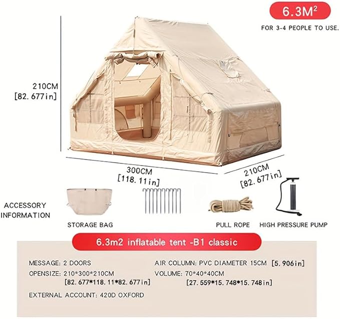 Inflatable Tent for Camping6-8 Person Blow Up Air Glamping Room Tent House with StoveEasy Setup Tents
