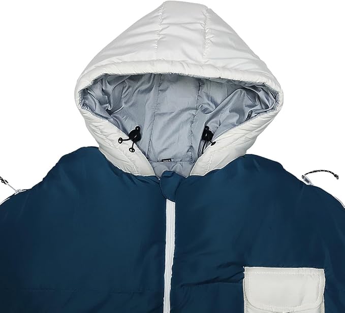 Thermotuff Wearable Sleeping Bag with Dual Hoodie Zippered Arm Holes Pockets &amp Adjustable Drawstring - Ideal for Camping Cold Weather Hiking and Stadium Sak Blanket