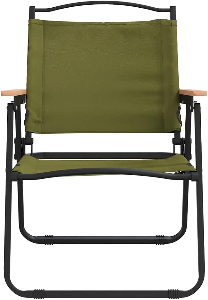 Camping Chair Set of 2 Green Folding Chairs 21.3x21.7x30.7 500D Oxford Steel Frame Lightweight for Garden/Camping