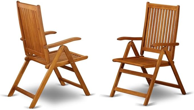 Maykoosh Folding Outdoor Chairs - Acacia Wood Armchairs - 2 Piece Patio Seating Set