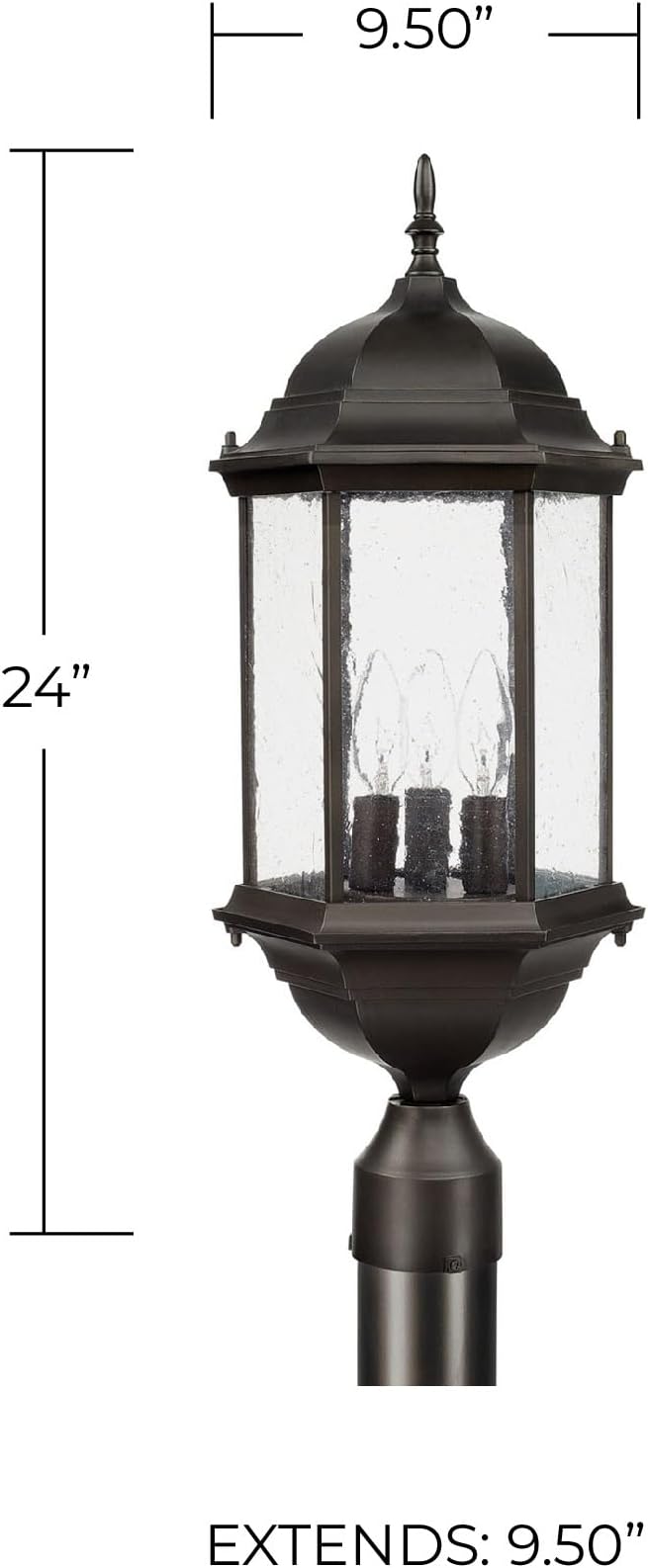 Capital Lighting 9837OB Main Street Antique Glass Outdoor Post 3-Light 180 Total Watts 24 H x 10 W Old Bronze