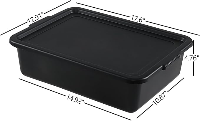 3 Pack 13 L Food Service Bus Tubs with Lids Commercial Utility Bus Box Black