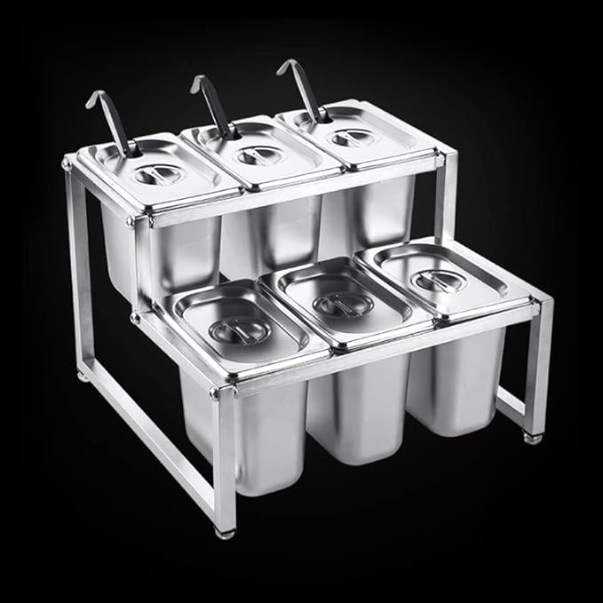 Multi Functional 35-60cm Retractable Two Layers Jam Pot Holder Stainless Steel Bracket with Adjustable Footpad for Food Shops and Kitchen Storage