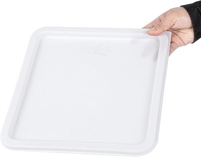 Restaurantware-LID ONLY: Met Lux Food Container Lid 1 Square Cover For Storage Container - Containers Sold Separately With Pull-Corner Tab White Plastic Dishwashable Freezable