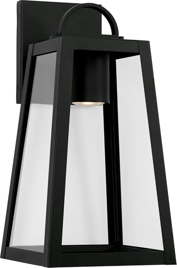 Capital Lighting 943711BK-GL Leighton Wet Rated Minimal Emissions Design Clear Glass Outdoor LED Wall Lantern 1-Light 7 Watt 16 H x 8 W Black