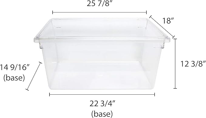 TrueCraftware- 17 Gallon Clear Food Storage Box Polycarbonate 18 X 26 X 12- Food Storage Container Meal Prep Food Storage for Home Cafeteria Kitchen Pantry Organization Dishwasher Safe