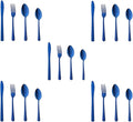 Buyer Star 20-Piece Blue Silverware Flatware Set Stainless Steel Travel Eating Utensil for Picnic Camping Service for 5 Dishwasher Safe