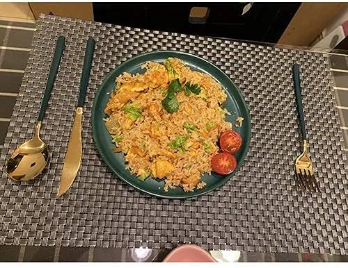 12-Piece Cutlery Silverware Set Stainless Steel Flatware Service for 4 Cutlery Include Knife/Fork/Spoon Mirror Polished Dishwasher(Green)