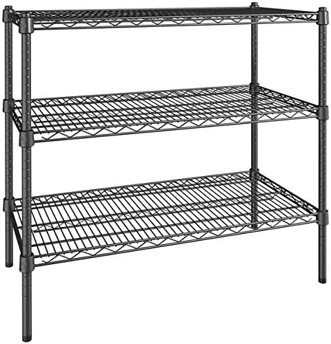 PRO&ampFamily 18 x 36 NSF Black Epoxy 3-Shelf Kit with 34 Posts