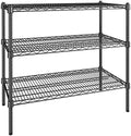 PRO&ampFamily 18 x 36 NSF Black Epoxy 3-Shelf Kit with 34 Posts