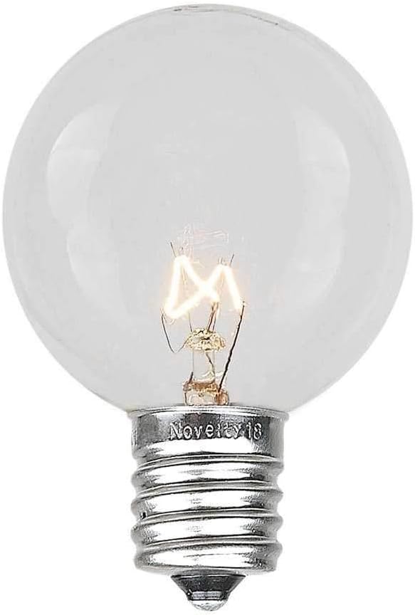 G50 Patio String Lights with 25 Clear Globe Bulbs – Outdoor String Lights – Market Bistro Café Hanging String Lights – Patio Garden Umbrella Globe Lights - Brown Wire - 25 Feet