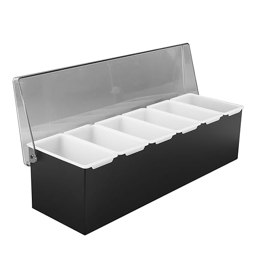 6 Compartments Fruit Holder ABS Multifunctional Condiment Caddy with Lid for Kitchen Bar KTV Separated Storage Container for Fruits Snacks