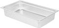 Restaurantware Steam Table Pan 6 Pack of Full Size Stainless Steel Perforated Hotel Pan Anti-Jam 4 Inch Deep Silver Commercial Kitchen Pan 24 Gauge