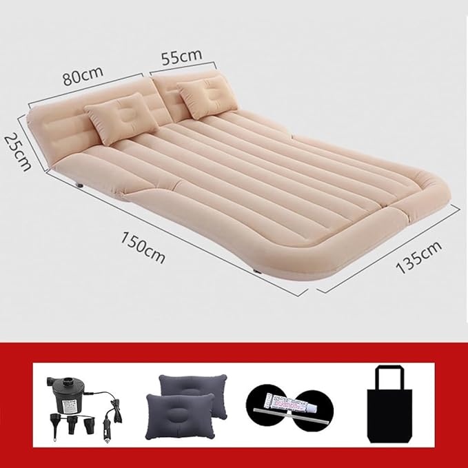 Car Inflatable Mattress for Honda HRV 2015 2016 2017 2018 2019 2020 2021 2022 Portable Car Air Bed Rear Trunk Camping Bed Back Seat Air Mattress Folding Air Bed CushionBeige