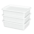 13 L Plastic Commercial Bus Tub with Lid Restaurant Bus Bin White 3 Packs