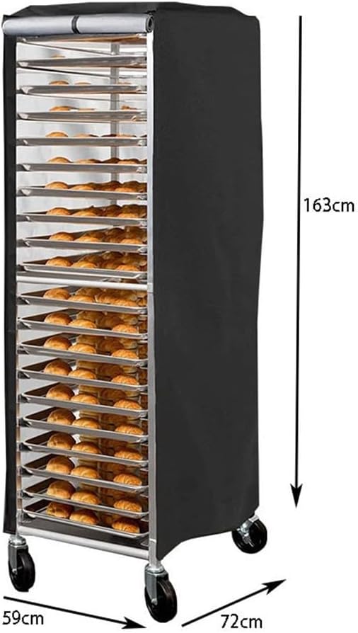 420D Waterproof Bread Stand Dust Cover with Reliable Strap Attachment Protects Baking Grates from Environmental Damage and Dust Fits Shelf Size 59 72 163 cm
