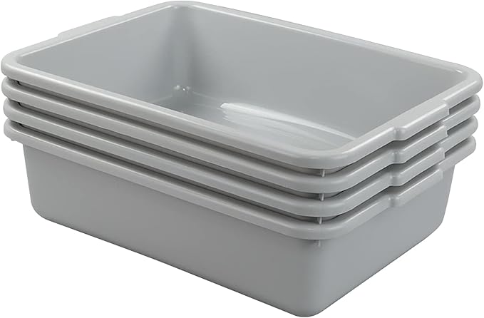 Xyskin 13 L Plastic Commercial Bus Tubs Utility Bus Boxes 4-Pack