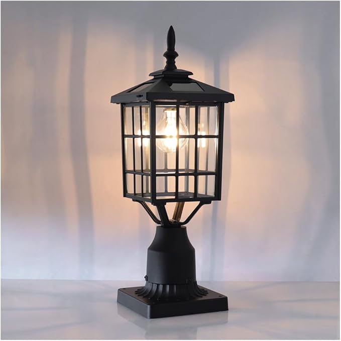Kemeco ST4224Q-A Solar Post Light Outdoor Landscape Led Squared Frame Fixture with 3 Pier Mount Base for Garden Street Post Pole Yard Driveway Entryways (Black)