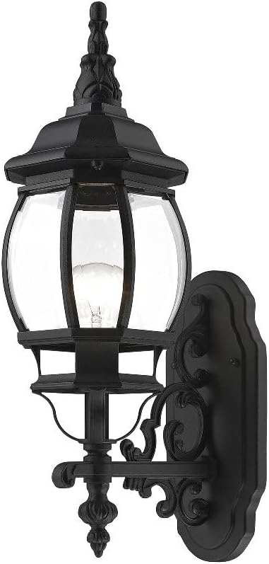 Livex Lighting 7520-13 Frontenac Traditional 1-Light Outdoor Wall Lantern with Clear Beveled Glass Shades 21 x 7 x 21 White