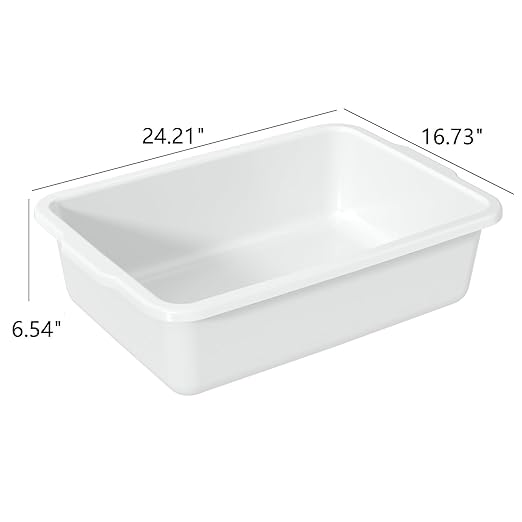 35 L Plastic Large Bus Bin Commercial Bus Tubs White 4 Packs