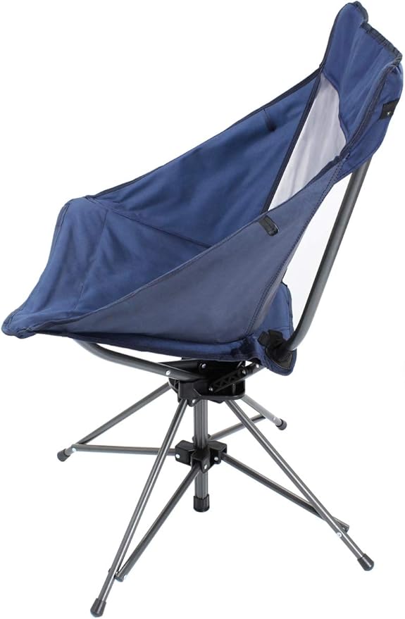 Zenithen Limited Portable Swivel Folding Chair Navy Color - with Mesh Back Cool Seating 225lb Capacity - Perfect for Camping Sporting Events Campfires and Recreation