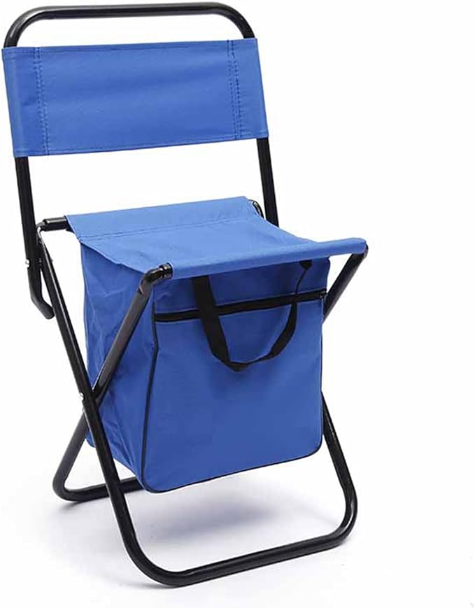 Strong Bearing Capacity Folding Chair Comfortable Fabric Armchair with Storage Pocket Bag Fishing Chair for Camping Fishing Outdoors Portable Lightweight (Blue)