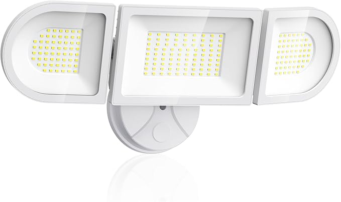 Olafus 130W Flood Lights Outdoor 13000LM Super Bright LED Flood Light IP65 Waterprooof Outdoor Flood Light Fixture 3 Adjustable Heads 6500K Exterior Security Lights for Yard Garage White