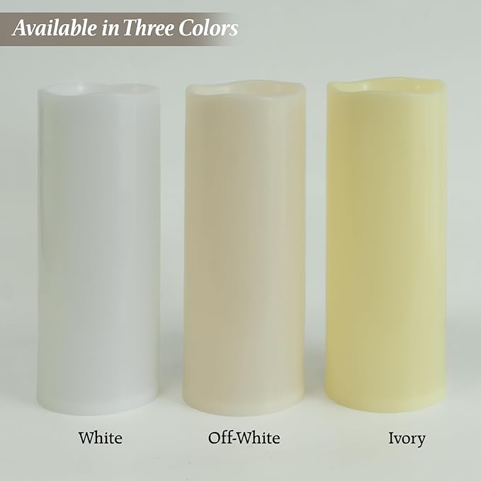 5 x 14 White Large Waterproof Outdoor Flameless Candles Battery Operated LED Flickering Pillar Candles with Remote and Timer for Indoor Outdoor Lanterns Long Lasting Set of 2