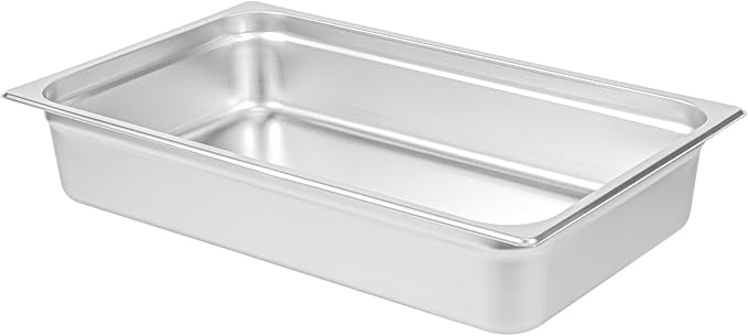 Restaurantware-Kitchen Tek Full Size Steam Table Pans 6 Anti-Jam Steam Pans - Lids Sold Separately 4” Deep 24 Gauge Stainless Steel Hotel Pan Freezable For Catering Events And Parties