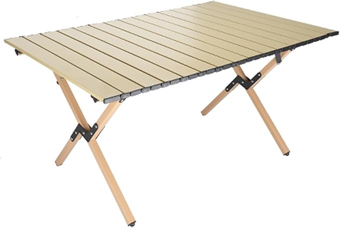 Beige Outdoor Portable Folding Egg Roll Table Camping Picnic Table Easy to Carry Multiple (Medium)