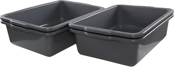 4-Pack 32 Liter Plastic Bus Tray/Utility Box Large Commercial Wash Tub Tote Box