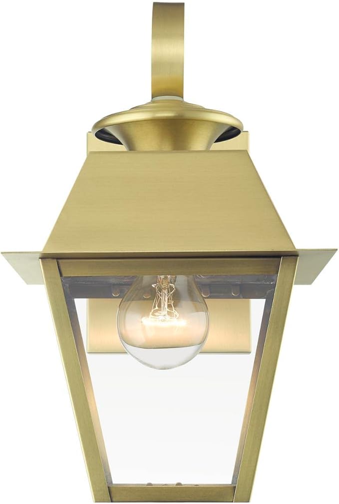 Livex Lighting Wentworth - 1 Light Small Outdoor Wall Lantern in Classic Style-12.5 Inches Tall and 7.5 Inches Wide-Natural Brass Finis