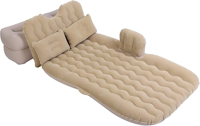 Inflatable Bed Mattress Indoor/Outdoor Camping Travel Air Cushion for Rest Sleep Travel Camping(Beige)