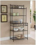 Black Rectangle Kitchen Rack with Marble Look Top Modern Storage Shelf with Metal Frame for Kitchen 30 x 16 x 67
