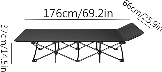 600D Oxford Cloth Camping Cot with Removable Headrest Portable Folding Bed Strong Steel Frame Cot Bed for Office/Home Nap