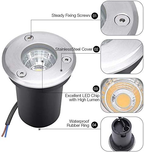 Junview 10Pack Landscape Lights - 6W LED Well Lights 12V-24V IP67 Waterproof Low Voltage Landscape Lighting for Driveway Deck Steps Garden (Warm White)