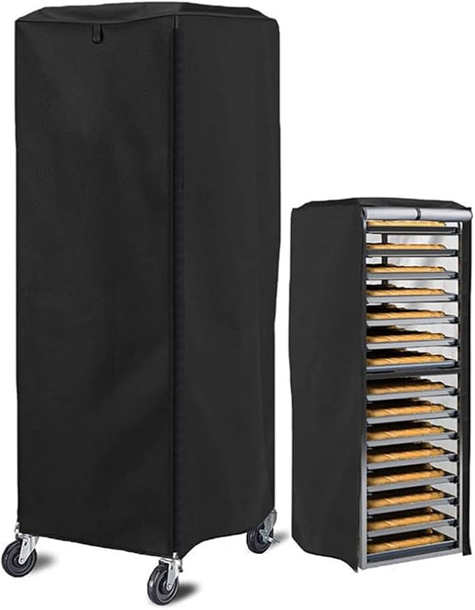 420D Silver-Coated Oxford Cloth Bread Rack Cover Weather-Resistant Protective Cover for Baking Racks (59 x 72 x 163 cm) UV-Resistant &amp Fade-Proof Black