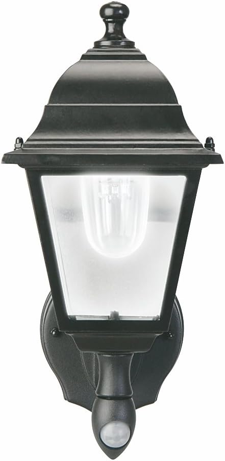 Maxsa 44219 Premium Wireless Battery-Powered Motion-Activated Decorative Outdoor Wall Sconce Lighting Fixture Cool White LED Metal Housing Black
