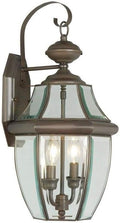 Livex Lighting 2251-07 Monterey 2 Light Outdoor Bronze Finish Solid Brass Wall Lantern with Clear Beveled Glass 20.25 x 10.5 x 20.25