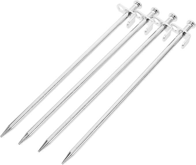 Yardwe 4Pcs Metal Ground Stakes for Gardening Durable Tent Pegs for Securing Tarps Sunshade Nets and Garden Cloth Heavy Duty and Bend Resistant for Outdoor Use