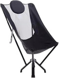 High-End Outdoor Folding Moon Chair with Headrest Aluminum Frame 500kg Capacity Nylon Seat Side Pockets Carry Bag for Camping Picnic Travel