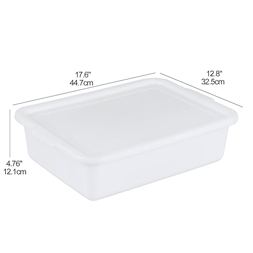 Kiddream 13 Liter Plastic Restaurant Commercial Bus Tub White Bus Box with Lid 3 Pack