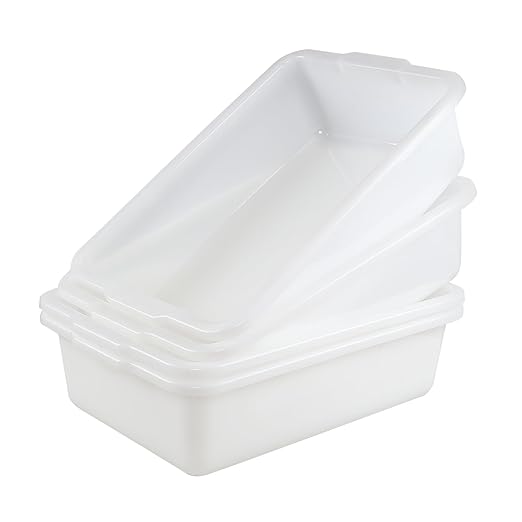 32 Liter Large Bus Tubs Commercial Plastic Bus Pans Set of 4 White
